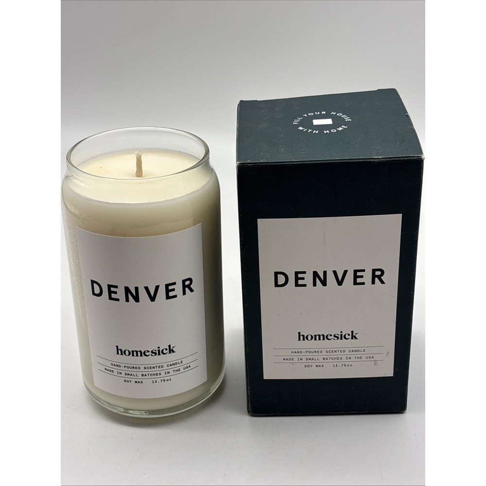 Homesick DENVER Scented Candle Hand Poured hemp Cedar Amber Musk 13.75 oz